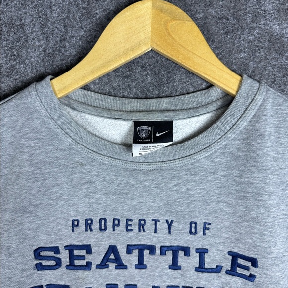 Seattle Seahawks Sweatshirt Adult M NFL Football Nike Crewneck Fleece Gray - Picture 3 of 6
